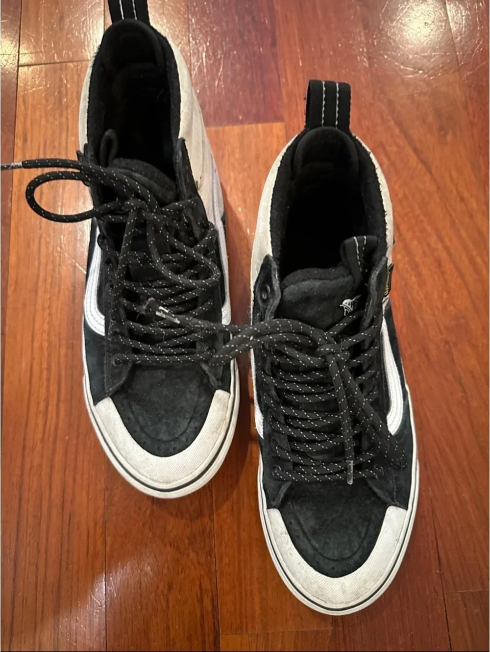 Vans Mens High-Top Sneakers in Black and Gray with White Stripe